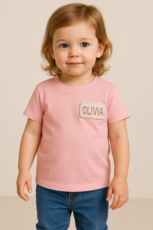 Personalized Toddler Patch Pink T-shirt