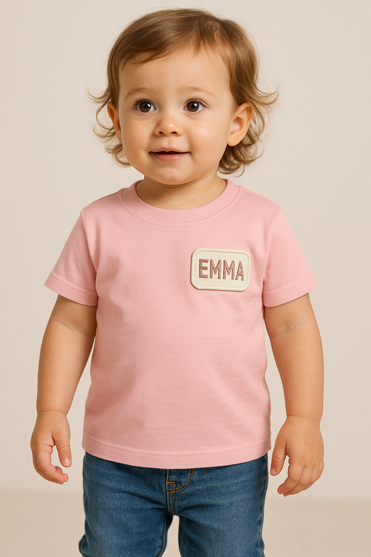 Personalized Toddler Patch Pink T-shirt